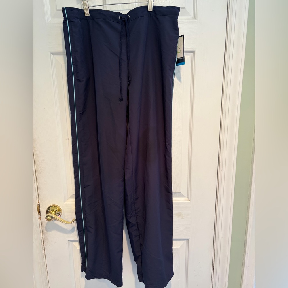 Tek Gear Women’s Large Navy Wicking Track Pants Wide‎ Leg Drawstring NWT L